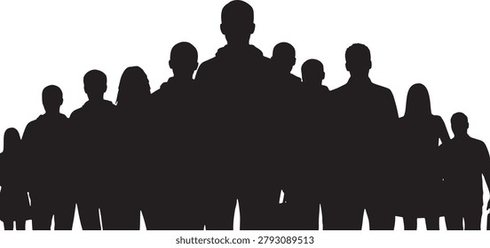 Crowd of people silhouettes minimal vector