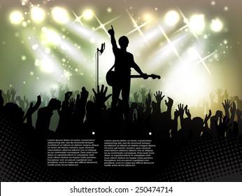 Crowd of people, silhouettes in night club