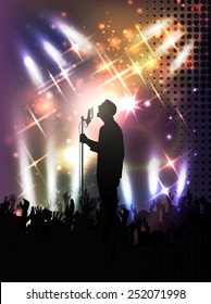 crowd of people, silhouettes in night club