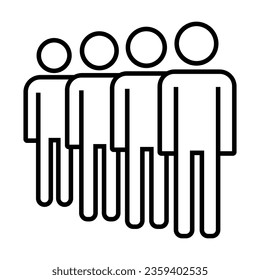 Eine Menschenmenge, die hinter einander steht, einzeln auf Weiß. Humanressourcen. Die Leute piktogramm Symbol. Einfache, dünne Linie, schwarz-weiß, Vektorsymbol