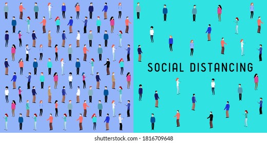 Crowd People Standing Close Distant One Stock Vector (Royalty Free ...