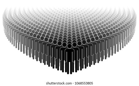 Crowd. People standing in a crowd. Human silhouettes. Black and white. Vector illustration.