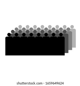 Crowd. People standing in a crowd. Human silhouettes. Black and white. Vector illustration.