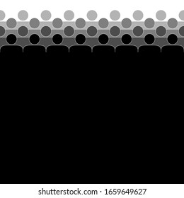 Crowd. People standing in a crowd. Human silhouettes. Black and white. Vector illustration.