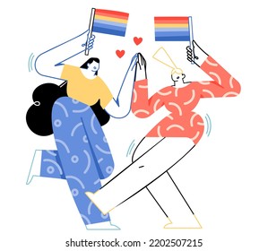 Crowd of people taking part in pride parade.