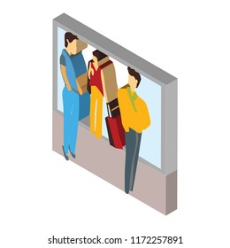 Crowd of people talking isometric left top view 3D icon