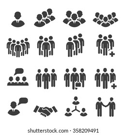 Crowd of people in team icon silhouettes