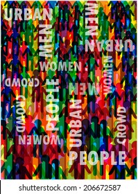 crowd of people with text