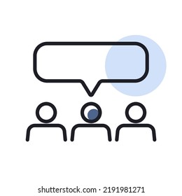 Crowd of people with text bubbles vector isolated icon. Demonstration, protest, strike, revolution. Graph symbol for your web site design, logo, app, UI