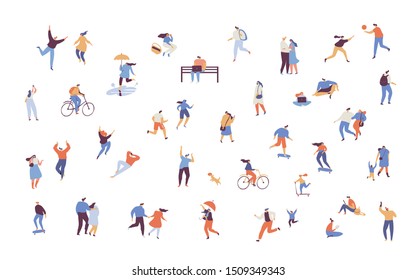 Crowd of people. Various People vector set. Male and female flat characters isolated on white background.	
