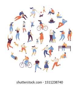 Crowd of people. Various People vector set. Male and female flat characters isolated on white background.	