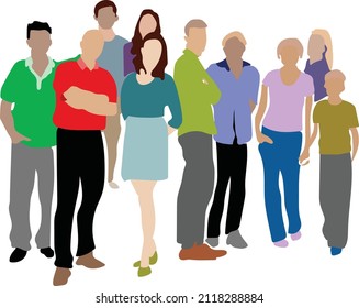 Crowd Of People Vector Art With White Background Png Free Download