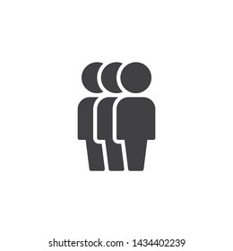 Crowd of people vector icon. Three Human silhouette filled flat sign for mobile concept and web design. Teamwork group glyph icon. Symbol, logo illustration. Vector graphics