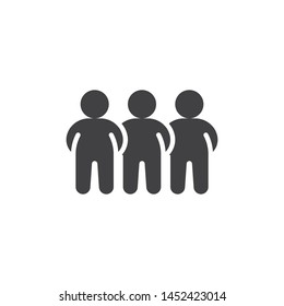 Crowd of people vector icon. Three men standing filled flat sign for mobile concept and web design. Teamwork group glyph icon. Symbol, logo illustration. Vector graphics