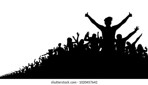 Crowd of people, vector silhouette background