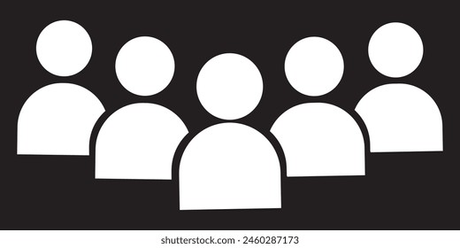 Crowd people vector silhouette. People icon set. Group of people symbol. User icons, silhouette isolated on white background. Vector illustration.
