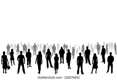 crowd of people - vector silhouettes