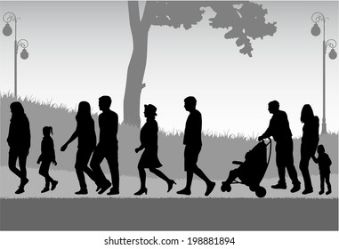 Crowd of people walking