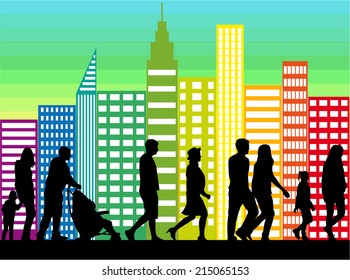 Crowd of people walking 