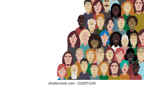 Crowd of people web banner or background 