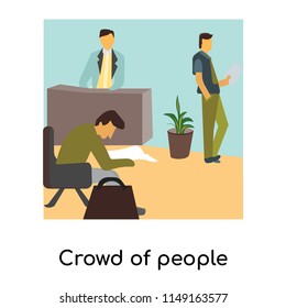 Crowd of people working in office vector vector isolated on white background for your web and mobile app design, Crowd of people working in office vector logo concept