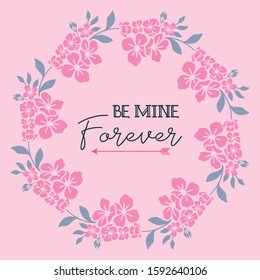 Crowd of pink flower frames, for greeting card lettering be mine. Vector