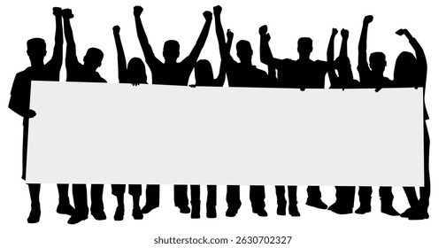 crowd of protesters with banners demonstration