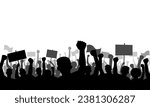 Crowd of protesters, People protesters. Protest, revolution, conflict. Vector illustration.