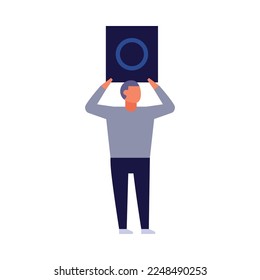 Crowd protesting banner placard composition with faceless human character on blank background vector illustration