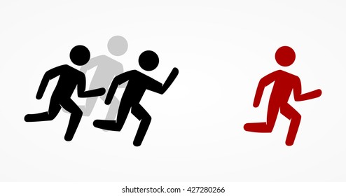 Crowd pursues running man
