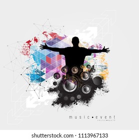 Crowd with raised hands at concert. Music festival