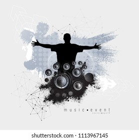 Crowd with raised hands at concert. Music festival