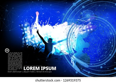 Crowd with raised hands at concert. Music festival