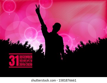 Crowd with raised hands at concert. Music festival