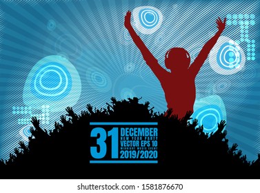 Crowd with raised hands at concert. Music festival