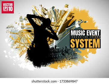 Crowd with raised hands at concert. Music festival
