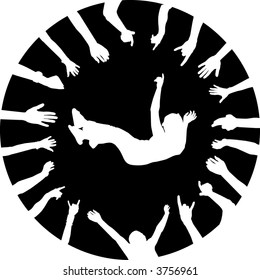 Crowd with raised hands (vector)