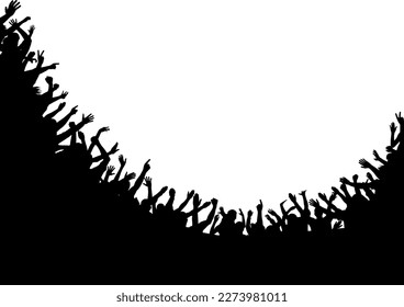 Crowd Raising Hands Up Silhouette