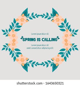 Crowd of seamless leaf and flower frame, for elegant spring invitation card concept. Vector