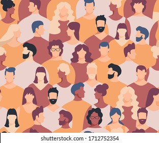 Crowd seamless pattern. Crowd of people seamless background