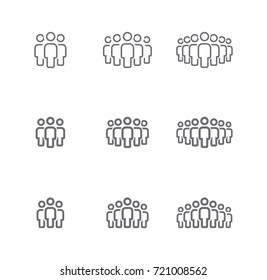 Crowd signs. People group vector icon set. People symbols for info graphics, logo, design.