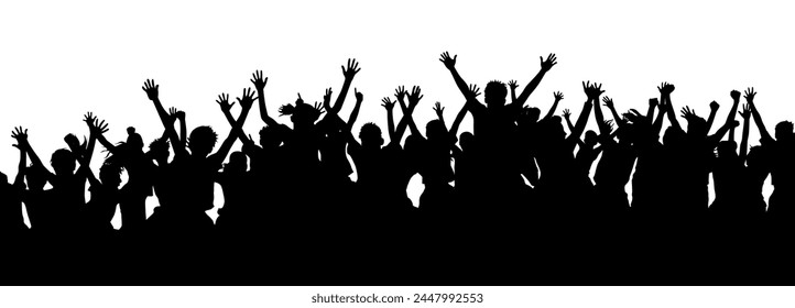 Crowd silhouette, applause crowd silhouette, cheerful people at concert