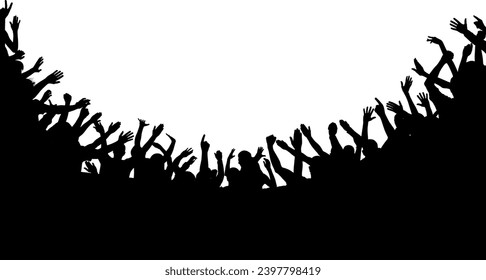 crowd silhouette with hands up