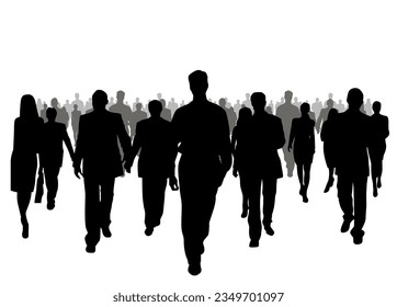 Crowd silhouette on white background