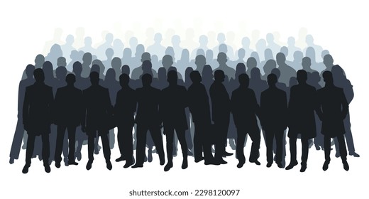 Crowd silhouette outline, group of people. Youth, students, business, workers, crowded street. Isolated vector