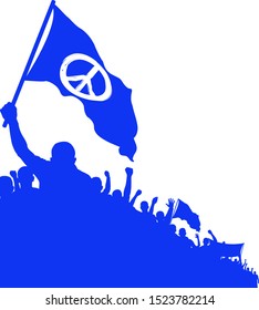 crowd silhouette with peace symbol