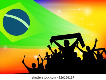 crowd silhouettes cheer Brazil