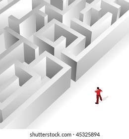 Crowd Source Thinking Maze Man Contemplates Stock Vector (Royalty Free ...