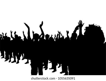 Crowd of spectators at a concert on a white background