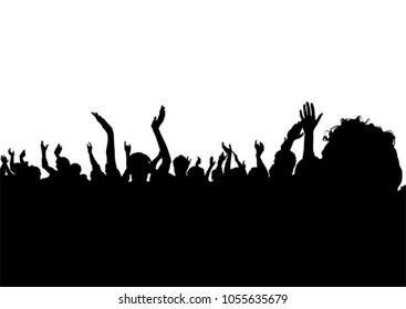 Crowd of spectators at a concert on a white background